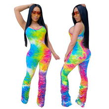 2020 summer  hot sale women's new tie-dye sling hip  pile jumpsuit outfits